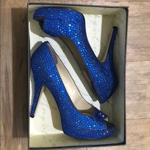 Enzo Angiolini Blue Dorothy Platform Peep Toe